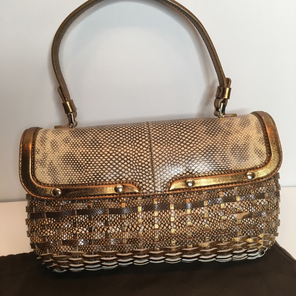 Tod’s Handbag Woven Leather Bronze Beige Small EUC - Picture 12 of 13